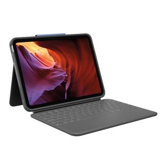 Logitech Rugged Folio Ultra-protective keyboard case with Smart Connector for iPad (10th gen) - Oxford Grey - UK