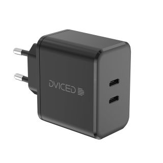 Dviced Wall charger 65W GaN 2 USB-C EU w cable - Black