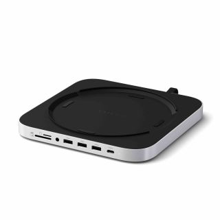 Satechi Stand & Hub For Mac Mini / Studio (1x USB-C 3.2, 1xUSB-A 3.2, 2x USB-A 3.0, 3.5mm Audio,1x Micro/SD, 1x NVMe/M.2 SATA SSD Enclosure Drive not included) - Silver
