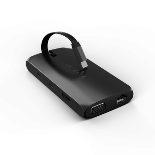 Satechi USB-C On-the-go Multiport adapter (1xHDMI, 1xVGA, 1x USB-C PD, 1xGigabit Ethernet, 2x USB-A, 1xUSB-C, Micro/SD) - Black