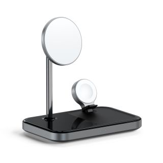 Satechi Aluminium 3-in-1 Magnetic Wireless Charging Stand (iPhone 12/13, Apple Watch, AirPods Pro, USB-C cable included) - Black
