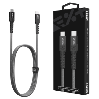 Next One Braided USB-C to USB-C Cable 1.2m (3A) - Space Gray