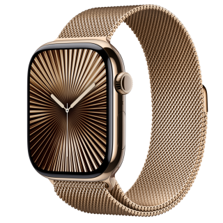 Apple Watch S10 Cellular 46mm Gold Titanium Case with Gold Milanese Loop - S/M