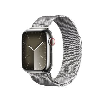 Apple Watch S9 Cellular 41mm Silver Stainless Steel Case w Silver Milanese Loop