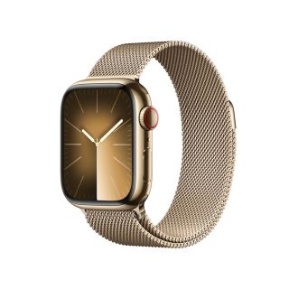 Apple Watch S9 Cellular 41mm Gold Stainless Steel Case w Gold Milanese Loop