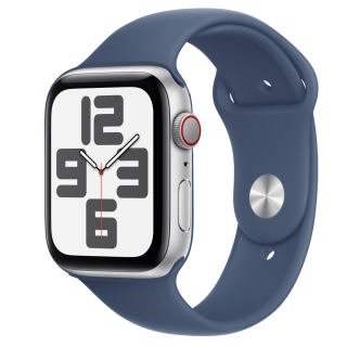 Apple Watch SE2 v3 Cellular 44mm Silver Alu Case with Denim Sport Band - M/L