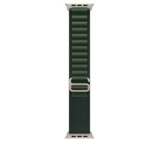 Apple Watch 49mm Loop:  Dark Green Alpine Loop - Small - Natural Titanium Finish