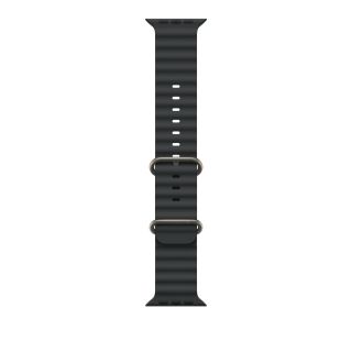 Apple Watch 49mm Band: Black Ocean Band - Natural Titanium Finish