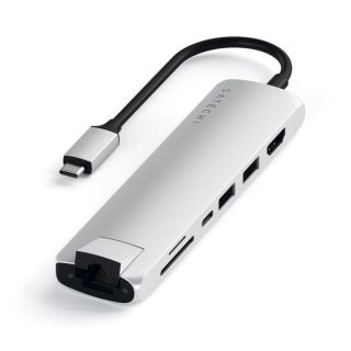Satechi Aluminium Type-C Slim Multiport (1xHDMI 4K,2x USB-A,1x SD,1x Ethernet) - Silver